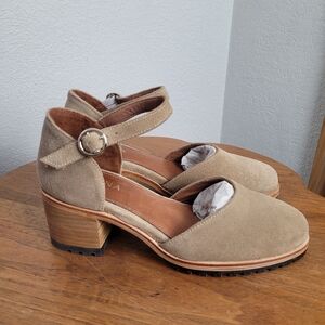 Portland Leather Beige Suede Block Heels